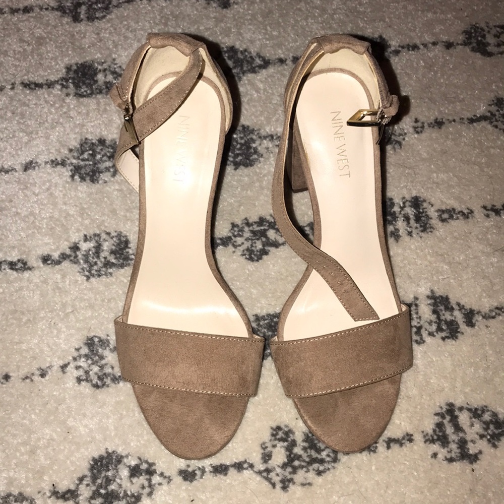 Nude Suede Nine West Chunky Heel